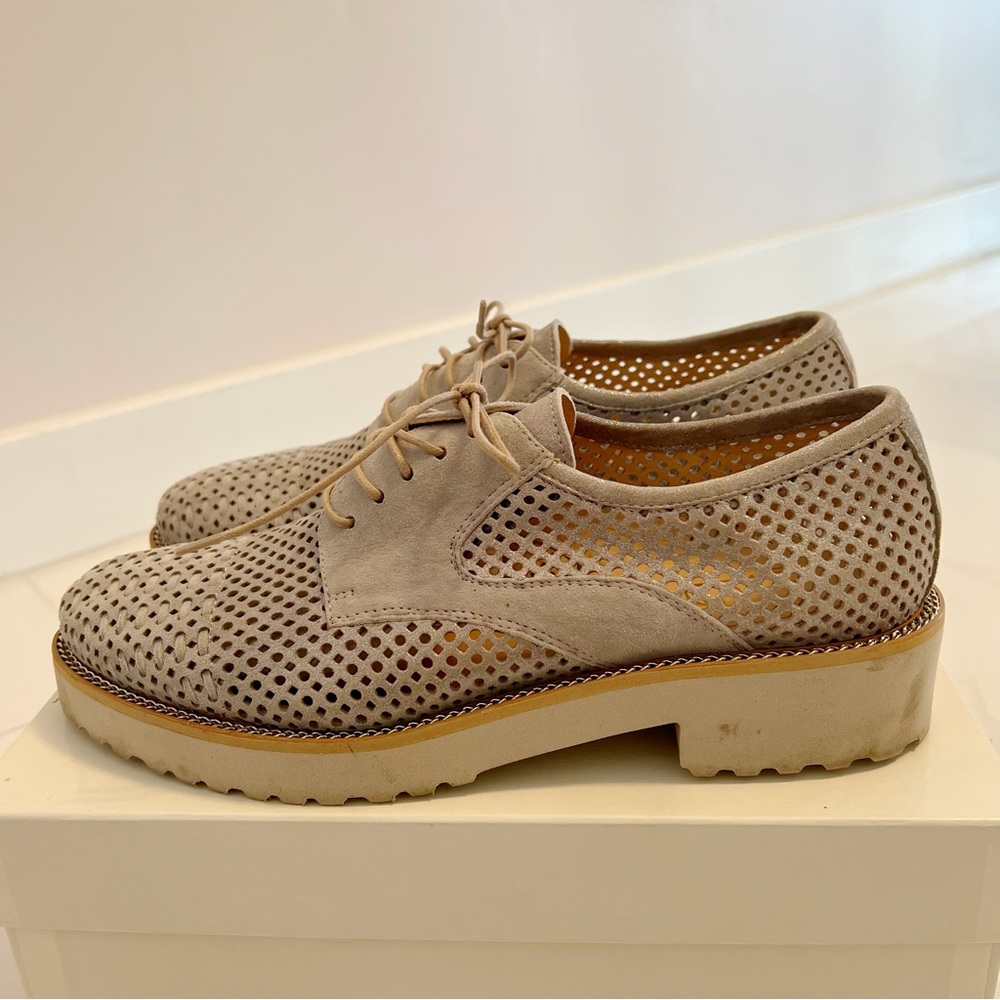 ITALIAN Luca Grossi Sparkly Gray Suede Silver Lace-Up Shoes - Picture 11 of 16